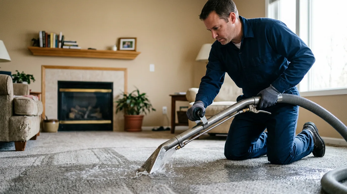 Water damage restoration technician working near Grand Island, NY